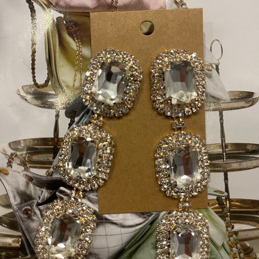 Elegant Gold and Silver Crystal Drop Earrings